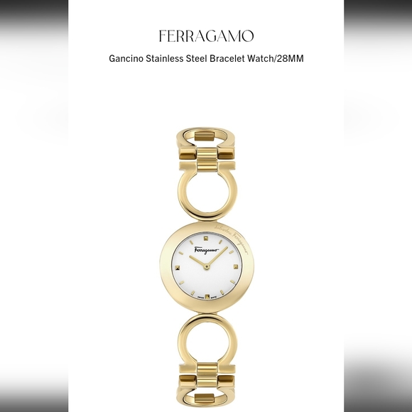 【FERRAGAMO】Gancino Bracelet Watch イエローゴールド 28mm Ferragamo Salvatore Women's Swiss Gancino Gold Ion Plated